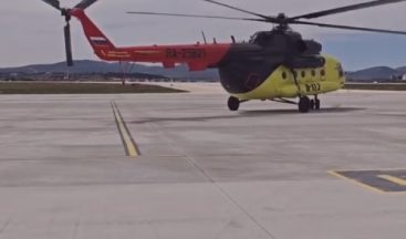 Yangın söndürme helikopteri, Kastamonu Havalimanına iniş yaptı.