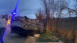 Taşköprü yolunda kan donduran olay! Araç takla attı