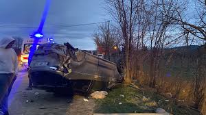 Taşköprü yolunda kan donduran olay! Araç takla attı